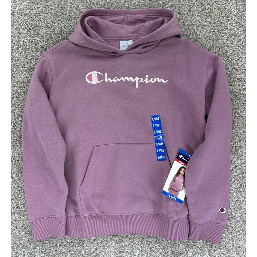 NEW Champion Youth Hoodie Large (14/16) Purple Orchid Ice Fleece Sweatshirt NWT